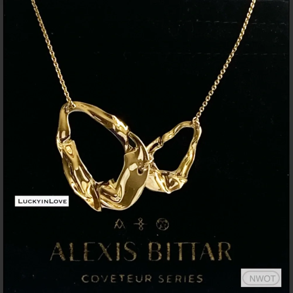 ALEXIS BITTAR • Retro Gold Collection Molten Liquid Crumpled Link Necklace
